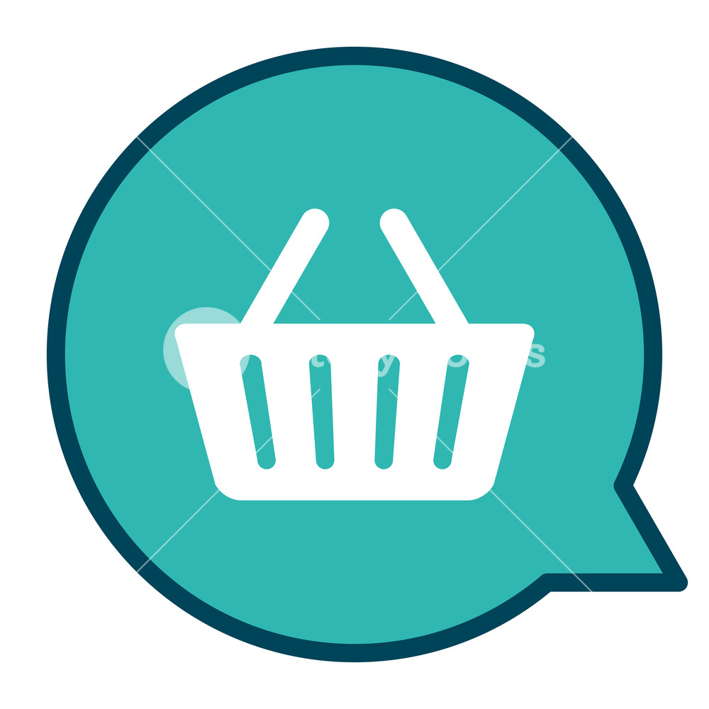 1000x1000 Speech Bubble With Shopping Basket Vector Illustration Design