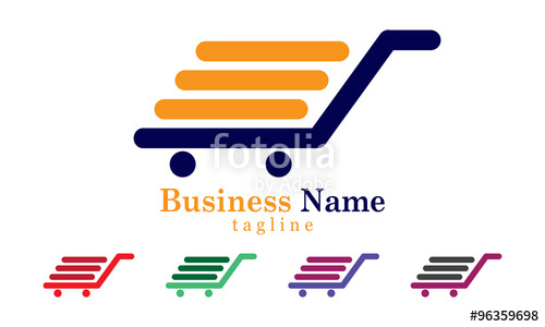 500x300 Shopping Cart Icon Logo Vector With Five Colors Options Stock
