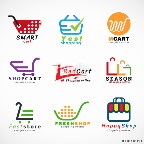 500x500 Shopping Cart Logo And Shopping Bags Logo Vector Set Graphic