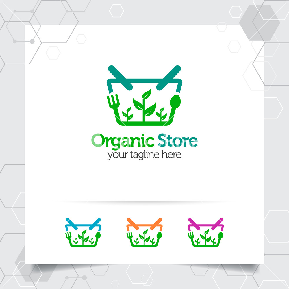 1000x1000 Shopping Cart Logo Design Concept Of Online Shop Icon And Organic
