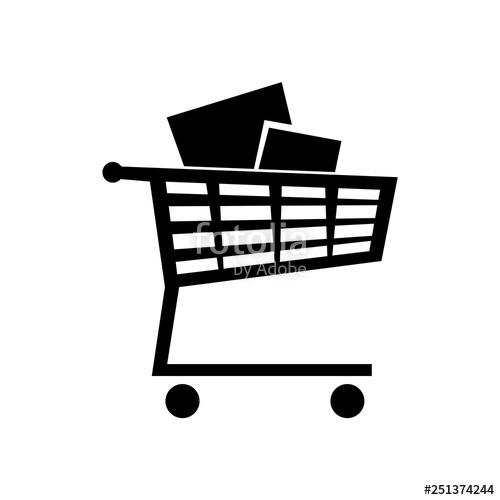 500x500 Shopping Cart Vector Icon, Supermarket Trolley Stock