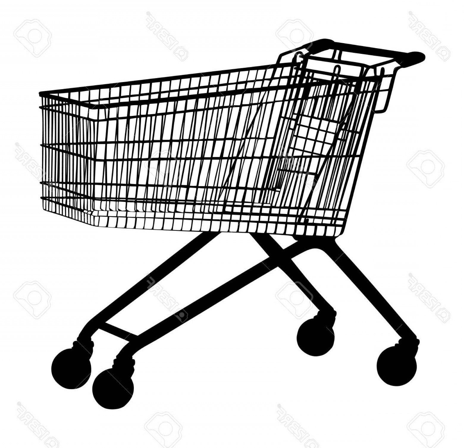 1560x1507 Photostock Vector Empty Shopping Cart Vector Silhouette Isolated