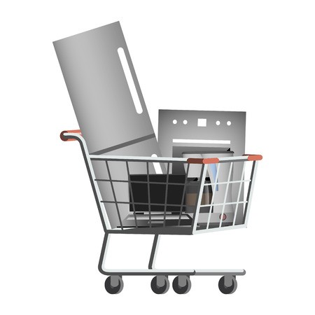 450x450 Large Home Appliances In The Shopping Cart, Vector Illustration