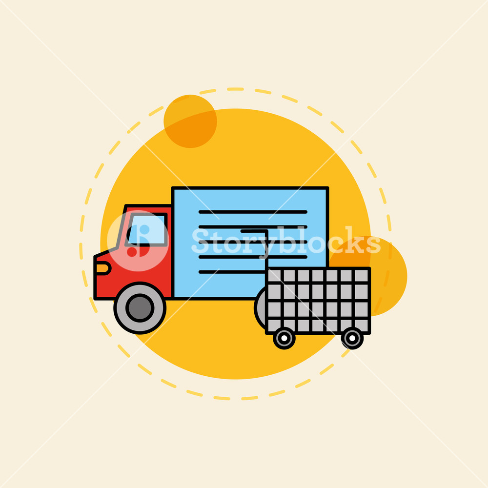 1000x1000 Delivery Truck Market Shopping Cart Vector Illustration Royalty