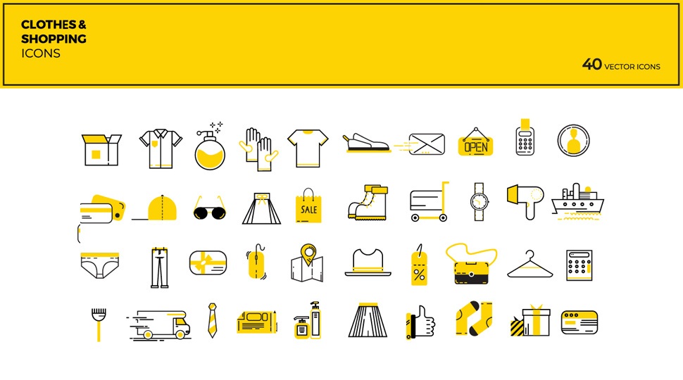 Modern Flat Clothes Shopping Vector Icons 970x540 Modern Flat Clothes Shopping Vector Icons