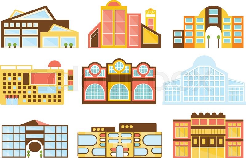Shopping Mall Buildings Exterior Stock Vector Colourbox 800x514 Shopping Mall Buildings Exterior Stock Vector Colourbox