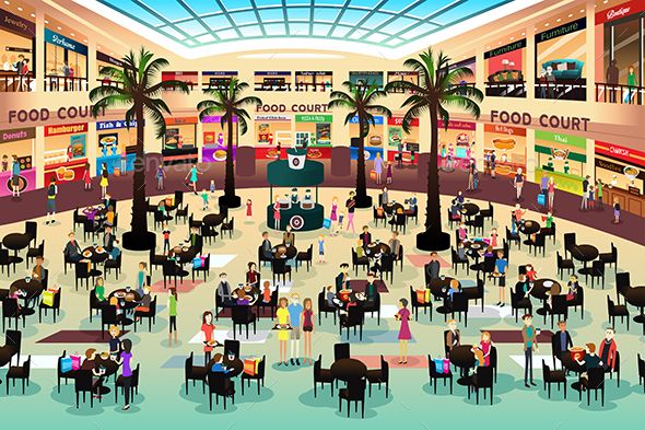 A Vector Illustration Of People Eating In A Food Court 590x393 A Vector Illustration Of People Eating In A Food Court