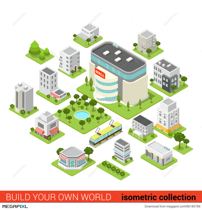 Flat Isometric Shopping Mall Restaurant Vector Infographic 800x830 Flat Isometric Shopping Mall Restaurant Vector Infographic