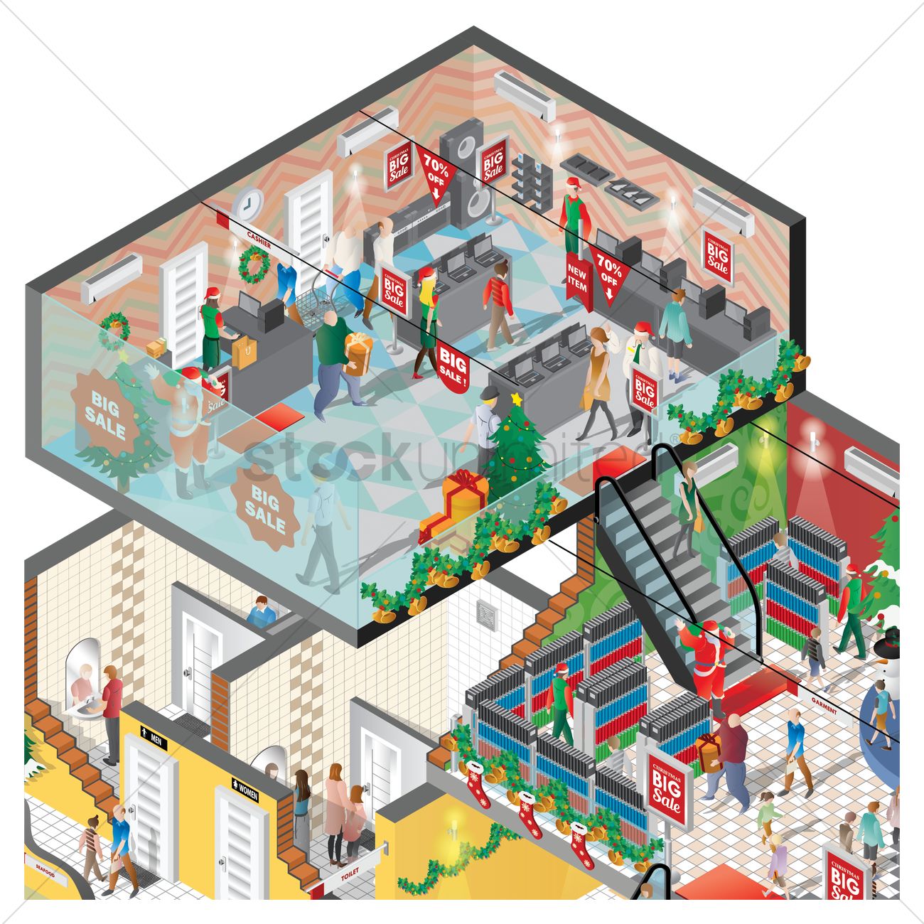 Isometric Of A Shopping Mall Vector Image 1300x1300 Isometric Of A Shopping Mall Vector Image