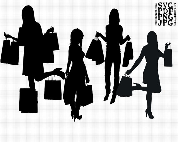 Shopping Silhouette Vector at Vectorified.com | Collection of Shopping ...