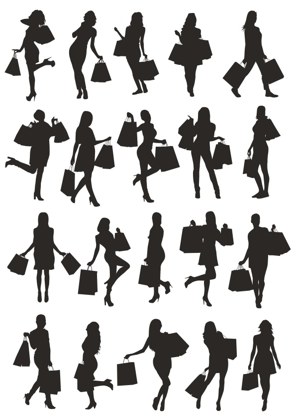 595x842 Shopping Silhouettes Free Vector Download In Cdr