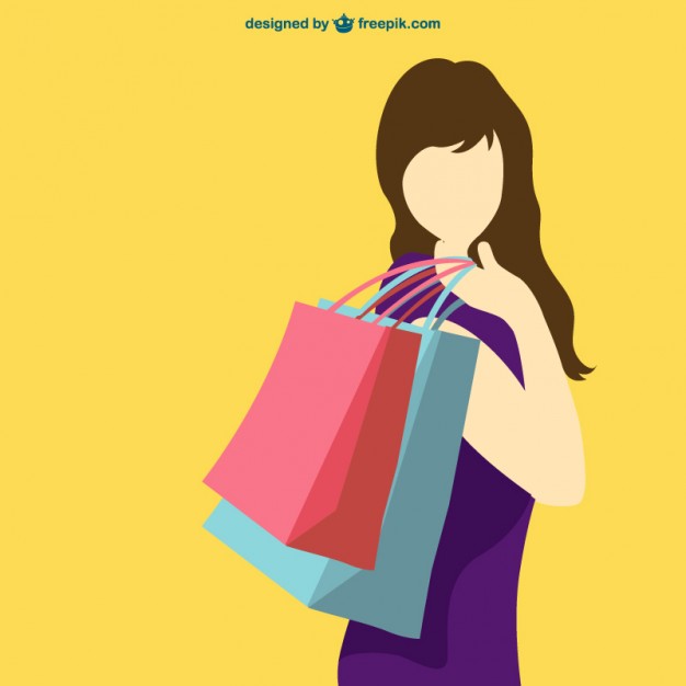 626x626 Shopping Girl Silhouette Vector Free Download