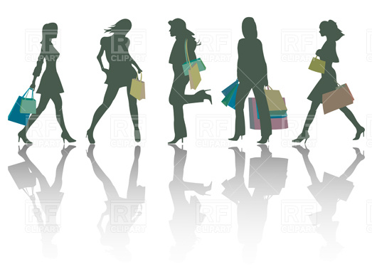 523x392 Shopping Girls Silhouettes Vector Image Of People Robertosch