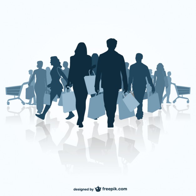 626x626 Silhouettes Of People Shopping Vector Free Download