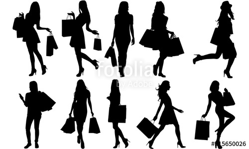 500x300 Woman Shopping Silhouette Woman With Bags Vector Holiday Sale