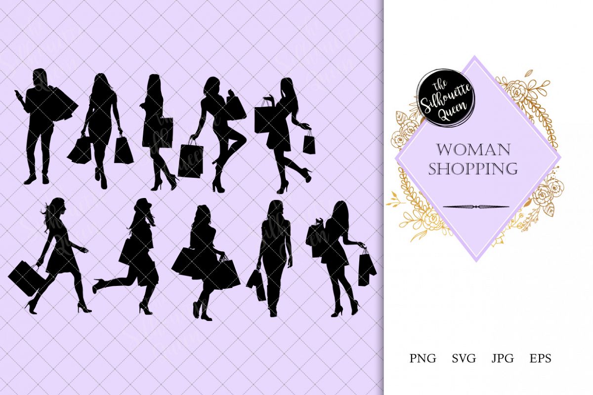 1200x800 Woman Shopping Silhouette Woman With Bags Vector