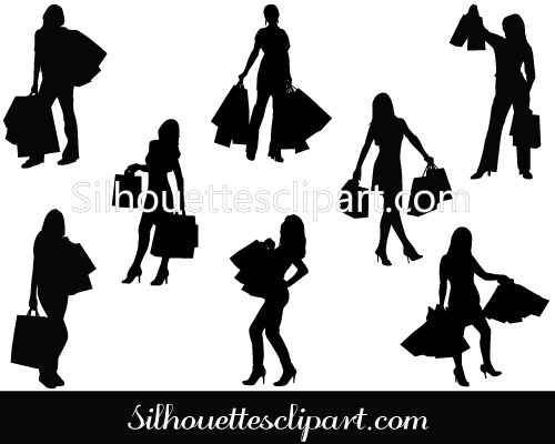 500x400 Women Shopping Silhouettes Women Vector Graphics Woman