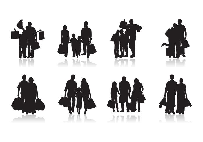 700x490 Family Shopping Silhouette Vector