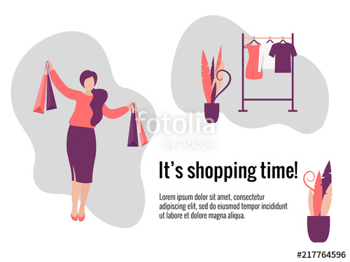 Woman On Shopping With Bags Art Sale And Shopping Vector Flat 500x375 Woman On Shopping With Bags Art Sale And Shopping Vector Flat