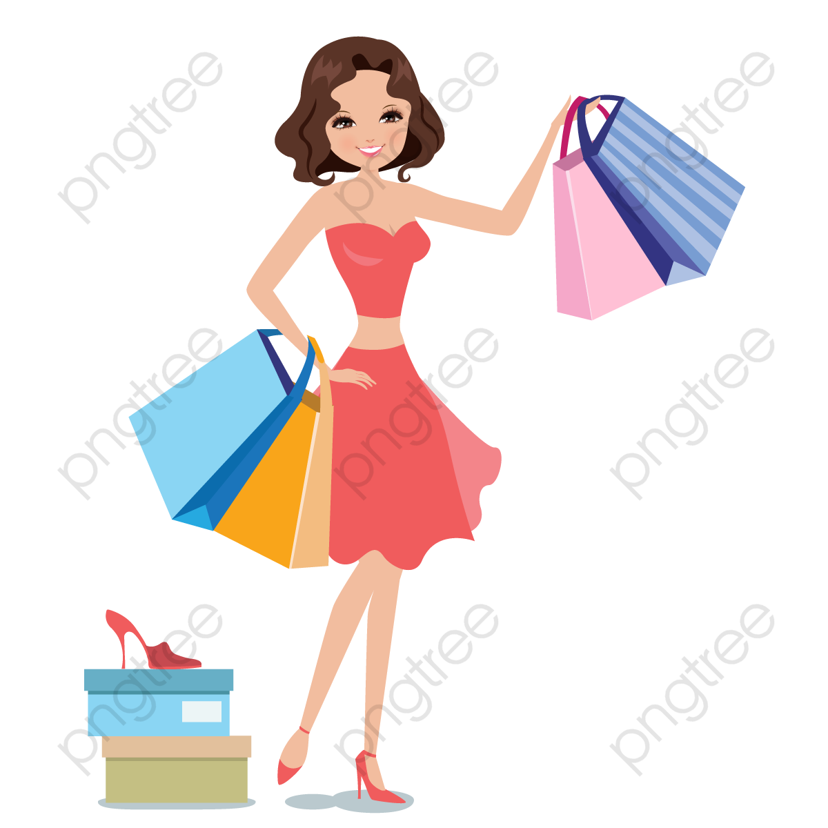 Women Shopping Vector, The Mall, Paper Bags, Try Png And Vector 1200x1200 Women Shopping Vector, The Mall, Paper Bags, Try Png And Vector