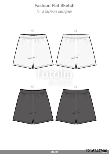 Pants Short Fashion Flat Technical Drawing Vector Template Stock 354x500 Pants Short Fashion Flat Technical Drawing Vector Template Stock