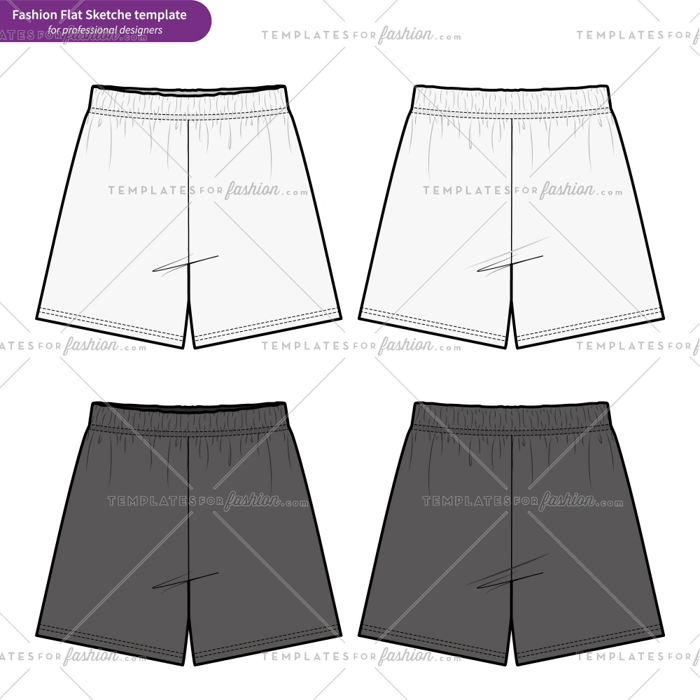 Short Pants Fashion Flat Technical Drawing Vector Template 1000x1000 Short Pants Fashion Flat Technical Drawing Vector Template