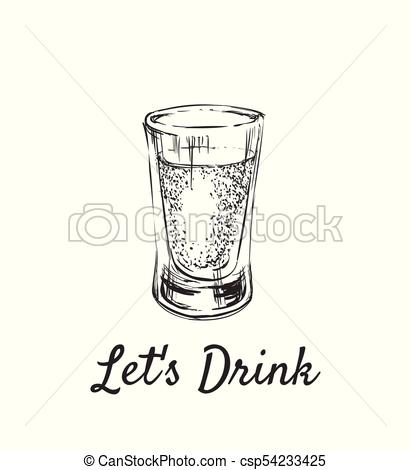 411x470 Lets Drink Alcoholic Drinks In Shot Glasses Hand Drawn