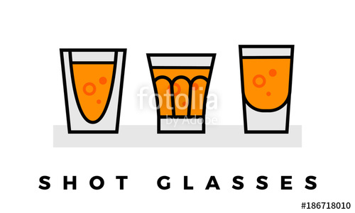 500x300 Set Of Shot Glasses Isolated On White Background Stock