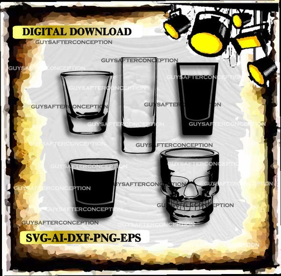 570x561 Five Shot Glasses Vector Images Digital Cutting Etsy
