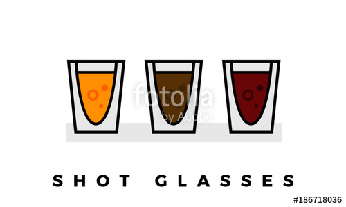 500x300 Set Of Shot Glasses Isolated On White Background Stock