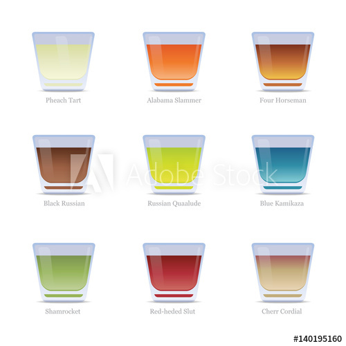 500x500 Set Of Colorful Alcoholic Cocktails In Shot Glasses