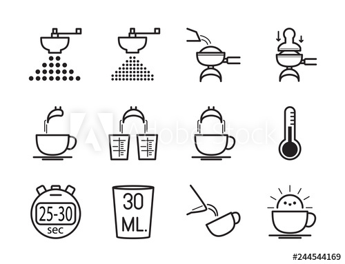 500x383 Set Of Icon Is Making Coffee Perfect Shot Vector