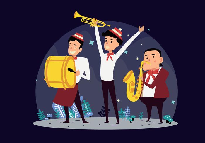 Marching Band Show Cartoon Vector Illustration 700x490 Marching Band Show Cartoon Vector Illustration