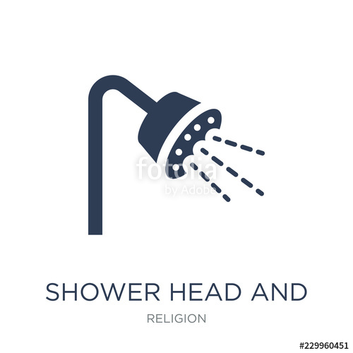 500x500 Shower Head And Water Icon Trendy Flat Vector Shower Head