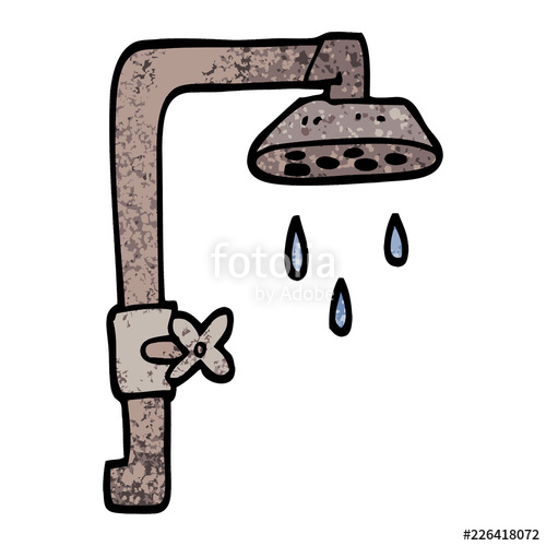 500x500 Grunge Textured Illustration Cartoon Shower Head Stock Image