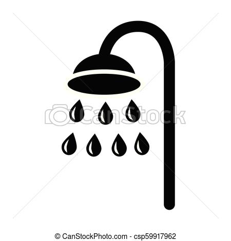 450x470 Shower Icon, Simple Black Flat Vector Clip Art With Water Drops