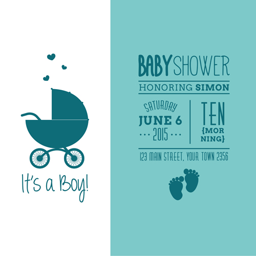 500x500 Retro Baby Shower Cards Vector Free Download
