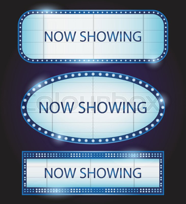 731x800 Retro Showtime Sign Theatre Cinema Stock Vector Colourbox