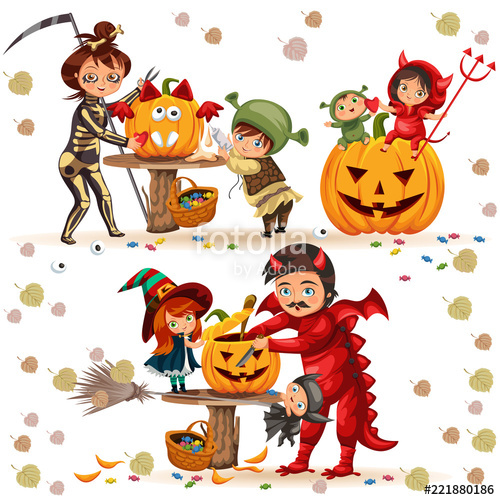 500x500 Halloween Family Colorful Set Vector Illustration Mother