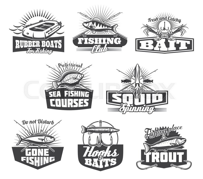 800x707 Fishing Club Or Fisher Store Icons Stock Vector Colourbox