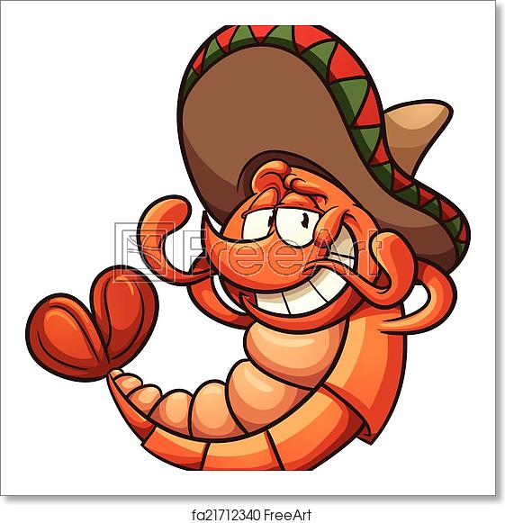 561x581 Free Art Print Of Mexican Shrimp Cartoon Mexican Shrimp Relaxing