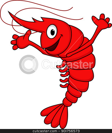 392x464 Funny Shrimp Cartoon Stock Vector