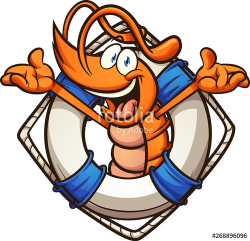 500x482 Happy Cartoon Shrimp Coming Out Of Lifesaver Clip Art Vector