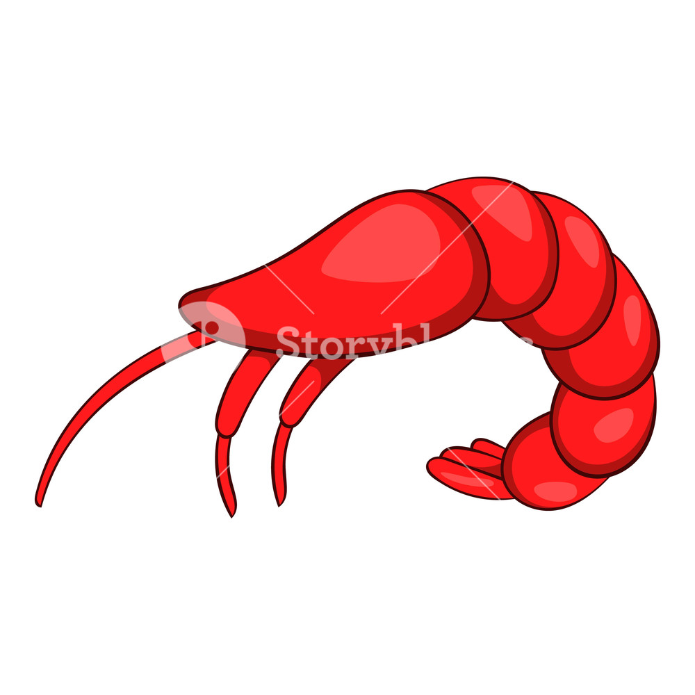 1000x1000 Shrimp Icon In Cartoon Style Isolated On White Background Vector