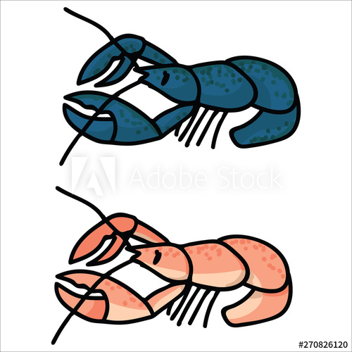 500x500 Cute Cooked And Fresh Lobster Cartoon Vector Illustration Motif