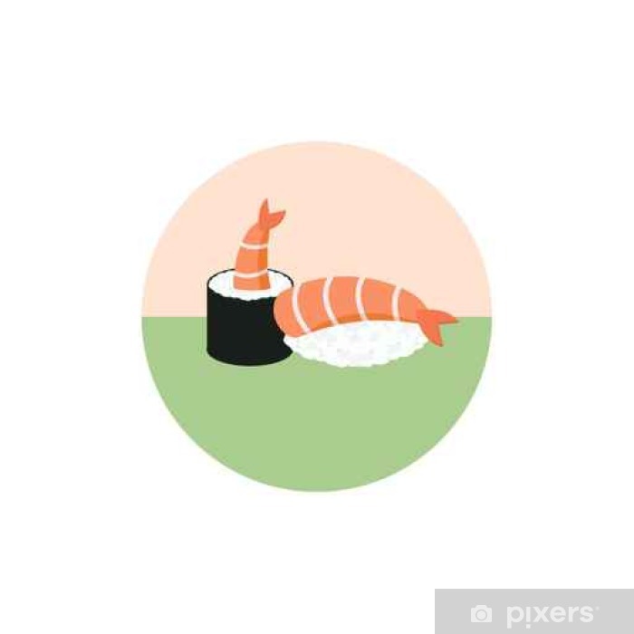 700x700 Sushi Rolls With Shrimp Vector Illustration Isolated On White