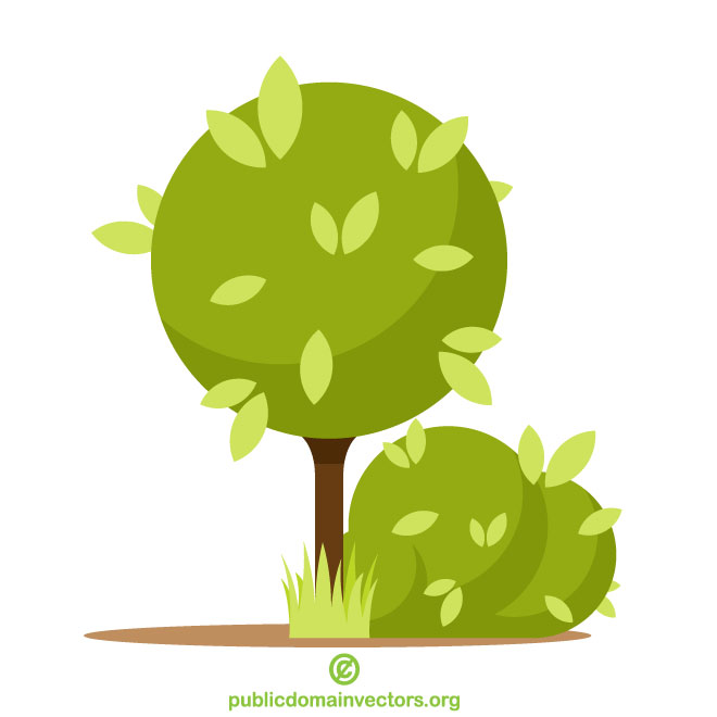 Trees And A Shrub Vector Clip Art 660x660 Trees And A Shrub Vector Clip Art