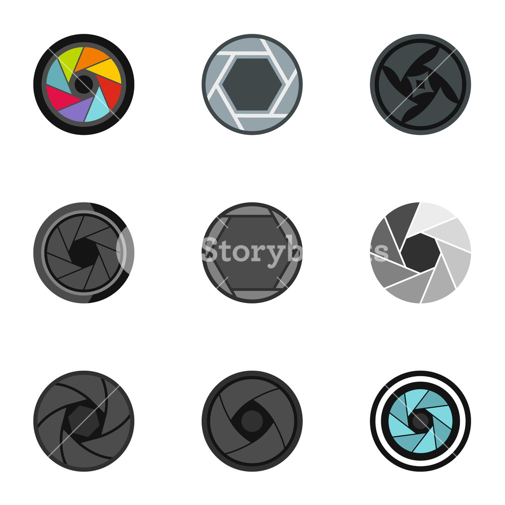 1000x1000 Camera Shutter Icons Set Flat Illustration Of Camera Shutter