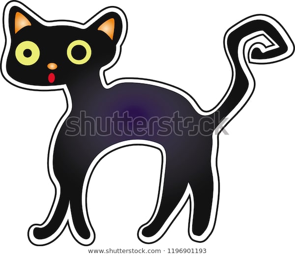 600x521 Halloween Cat Drawing