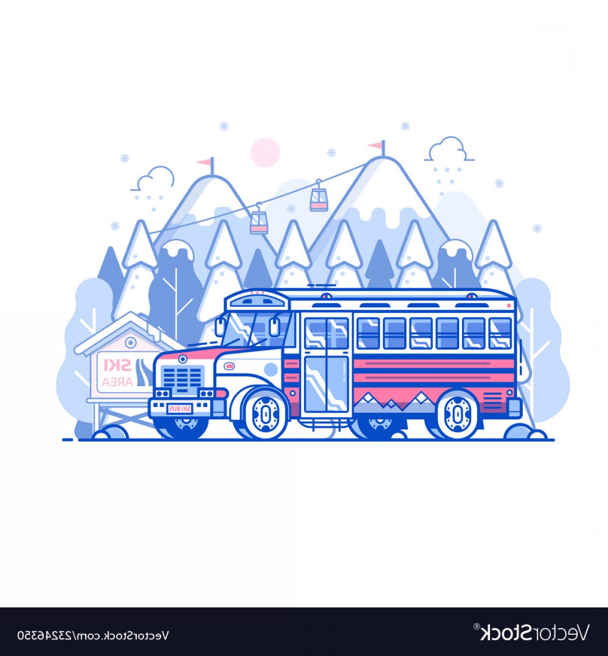 1200x1296 Mountain Ski Resort Shuttle Bus Vector Soidergi
